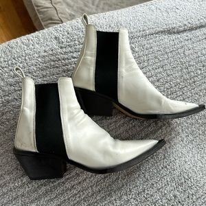 Helmut Lang White Leather Ankle Booties
